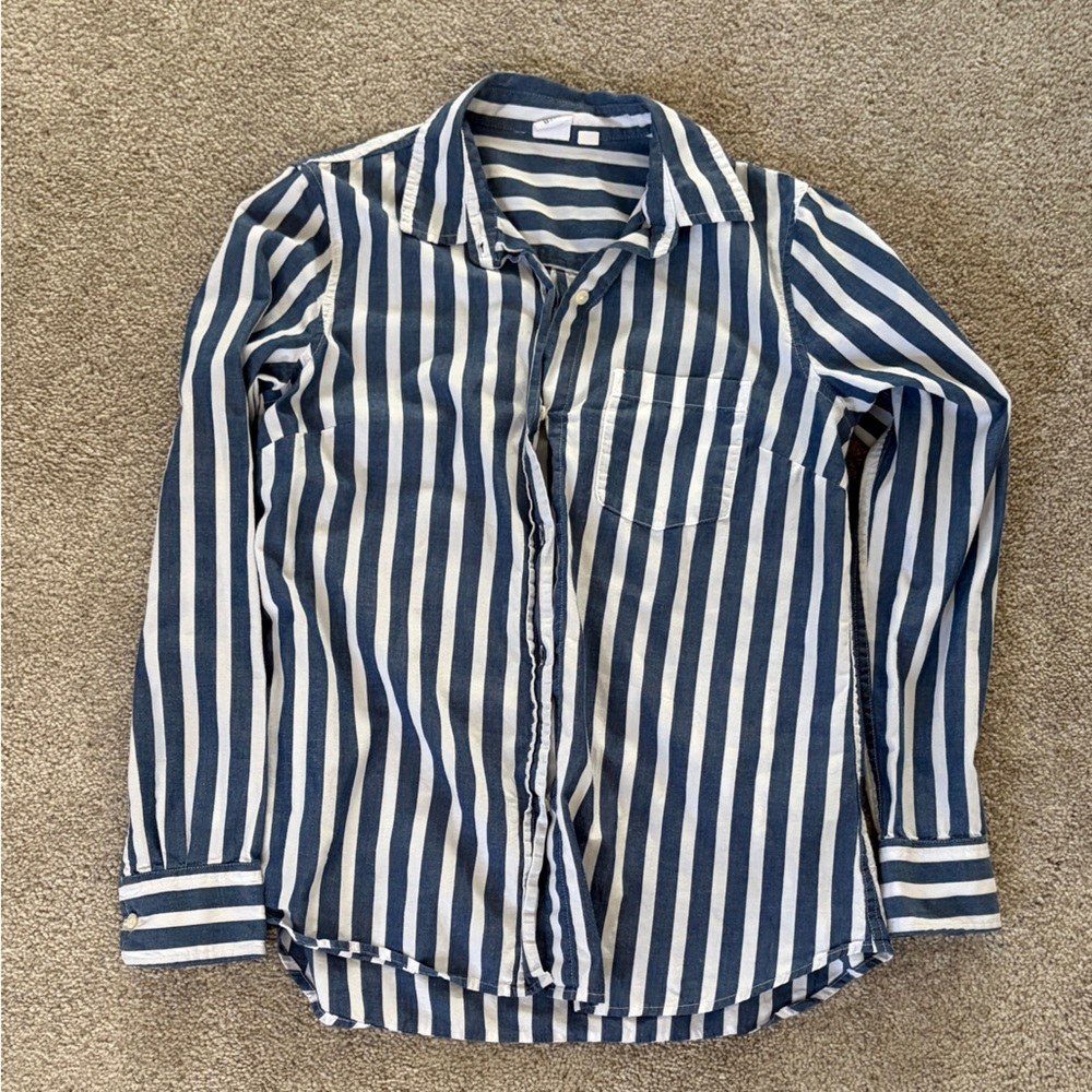GAP Blue and White Striped Button Down Shirt